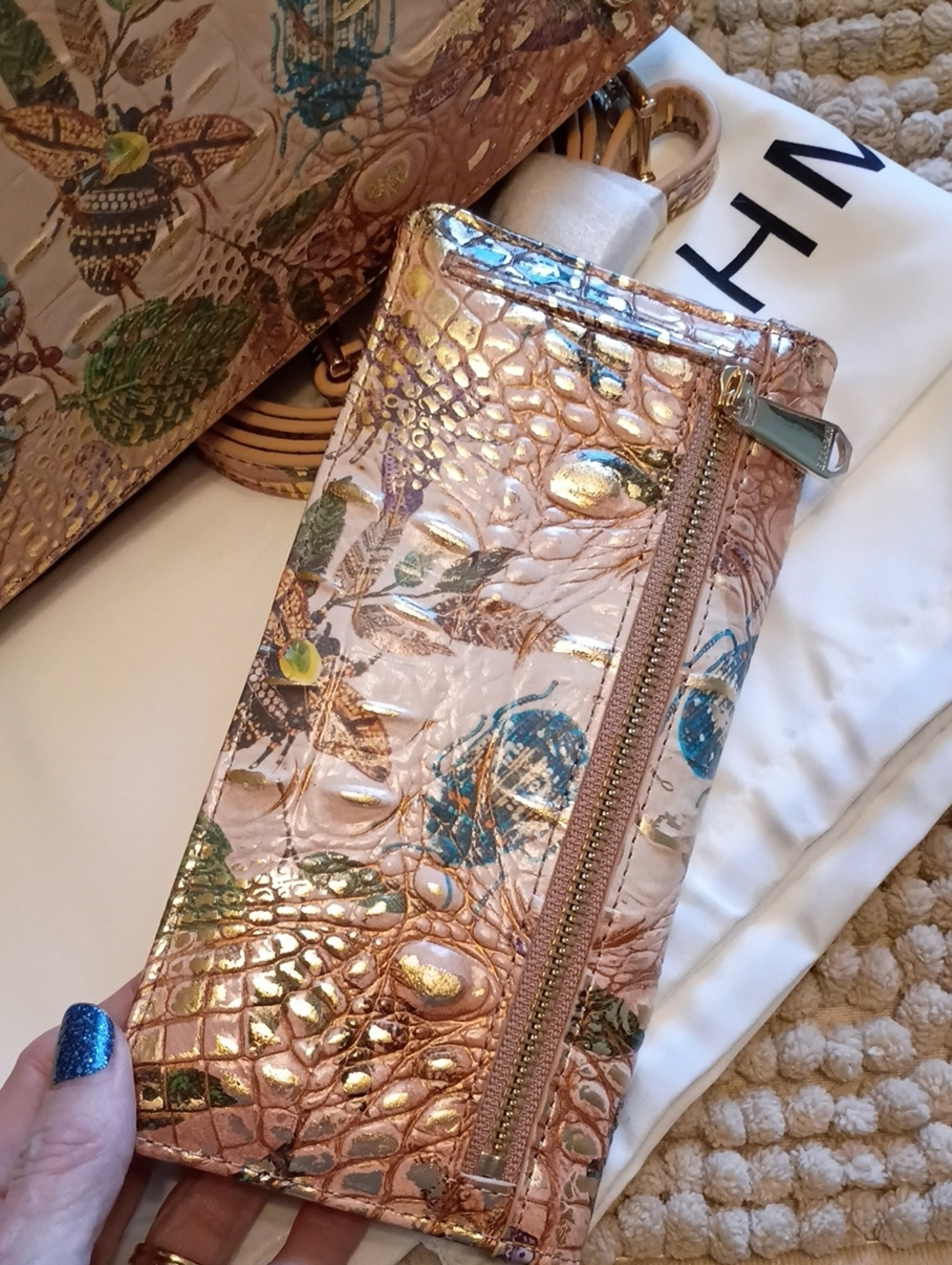 Brahmin LRG Duxbury satchel & wallet Set Hill Garden Butterfly ๐ฆ Botanical - Picture 13 of 17